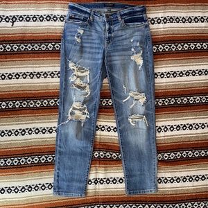 Distressed boyfriend fit jeans